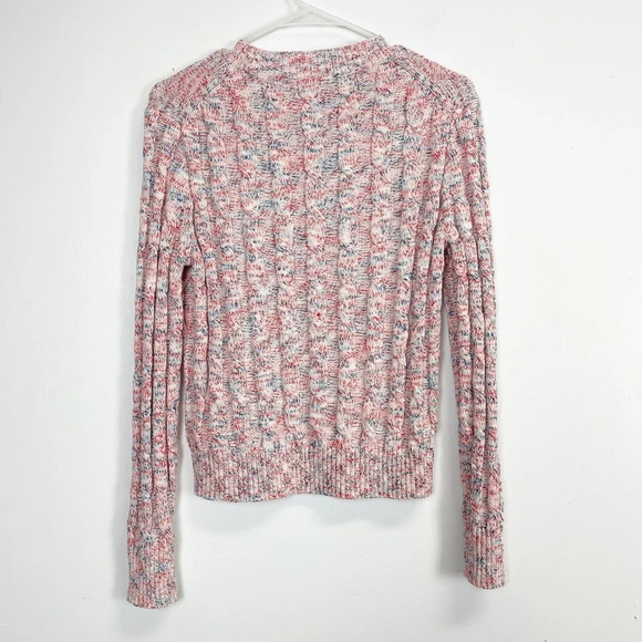 J Crew Sweater Womens Size Small Blue Red White Cableknit Crewneck Pullover - Picture 2 of 7